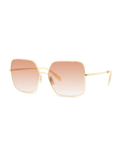 Shop Celine Square Gradient Metal Sunglasses In Pink