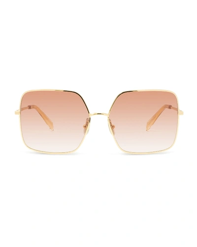 Shop Celine Square Gradient Metal Sunglasses In Pink