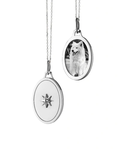 Shop Monica Rich Kosann Oval Star Half Locket Necklace In Silver