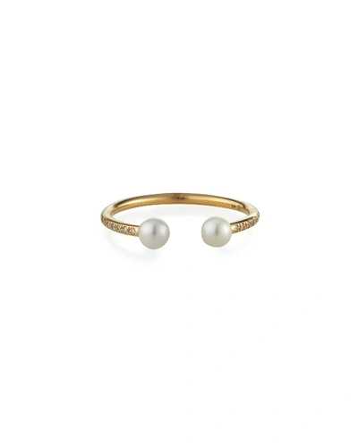 Shop Sydney Evan 14k Diamond Pave 2-pearl Wire Ring In Gold