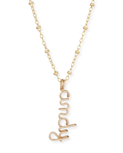 Shop Atelier Paulin Personalized Beaded Necklace W/ Wire Pendant, 1-5 Letters In Gold