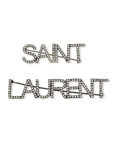 Shop Saint Laurent Brooches, Set Of 2 In Silver