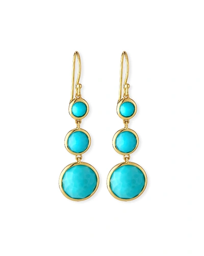 Shop Ippolita Lollitini 3-stone Drop Earrings In 18k Gold In Turquoise