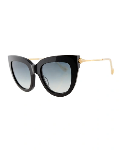 Shop Anna-karin Karlsson Lush Diamond Cat-eye Sunglasses In Black