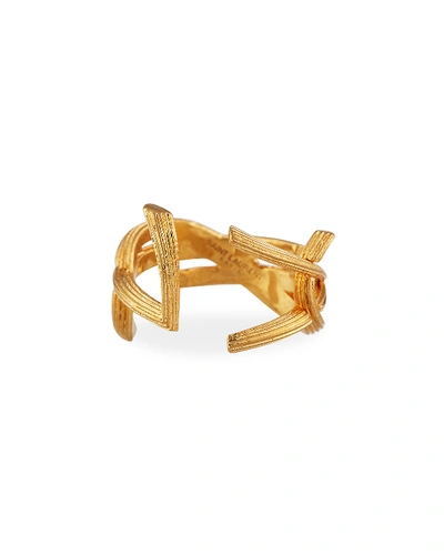 Shop Saint Laurent Ysl Monogram Split Ring In Gold