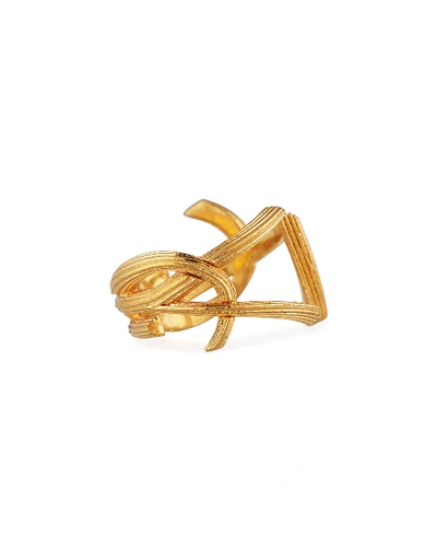 Shop Saint Laurent Ysl Monogram Split Ring In Gold