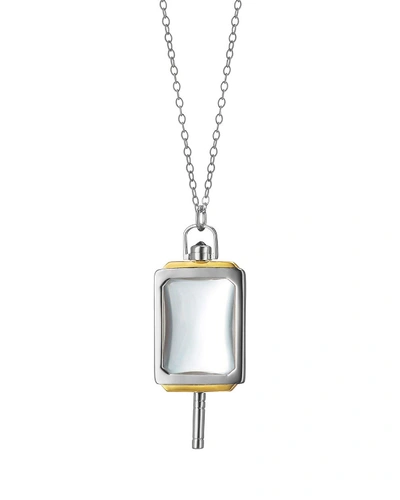 Shop Monica Rich Kosann Silver & 18k Yellow Gold Rectangle Pocket Watch Key Pendant Necklace, 32"