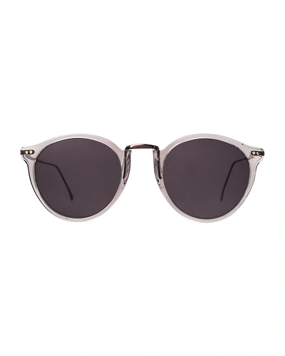 Shop Illesteva Portofino Ii Round Metal & Acetate Sunglasses In Gray