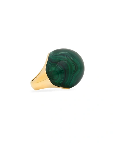 Shop Established Jewelry 18k Bauble-shaped Malachite Dome Ring In Gold