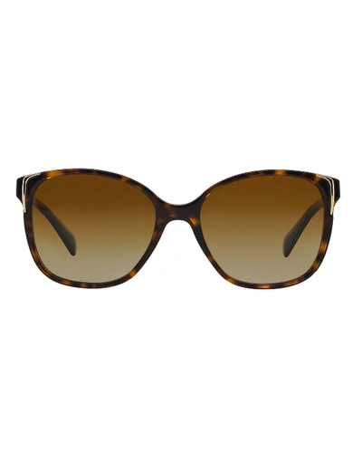 Shop Prada Square Gradient Arrow-edge Sunglasses, Black In Havana/brown