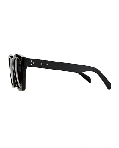 Shop Celine Square Acetate Polarized Sunglasses In Black