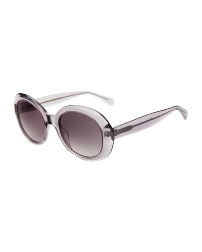 Shop Illesteva Oval Acetate Sunglasses In Gray