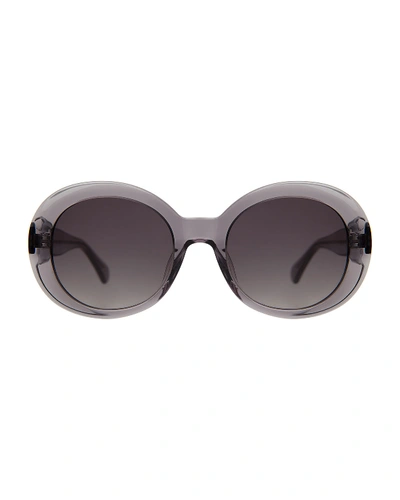 Shop Illesteva Oval Acetate Sunglasses In Gray