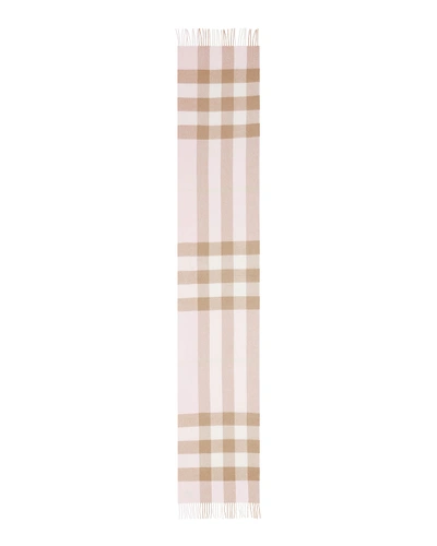 Shop Burberry Half Mega Check Cashmere Scarf In Alabaster