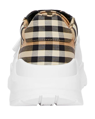 Shop Burberry Vintage Check Cotton Sneakers In Beige