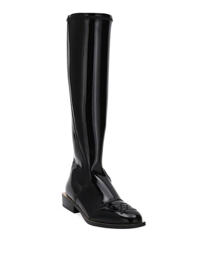 Shop Fendi Neoprene Knee Boots In Black