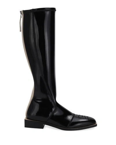 Shop Fendi Neoprene Knee Boots In Black