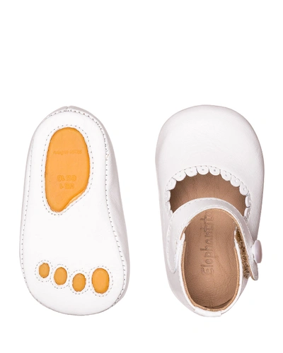 Shop Elephantito Girl's Scalloped Leather Mary Jane, Baby In White