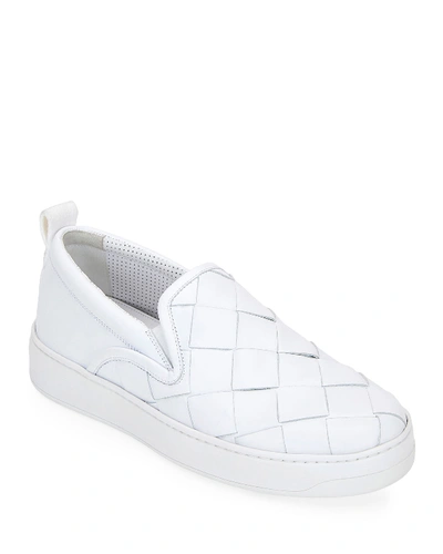 Shop Bottega Veneta Large Intrecciato Skate Sneakers In White