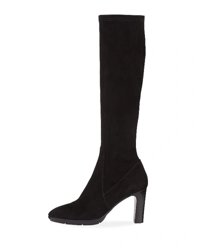 Shop Aquatalia Rhumba Ii Stretch Suede Knee Boots In Black