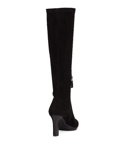 Shop Aquatalia Rhumba Ii Stretch Suede Knee Boots In Black