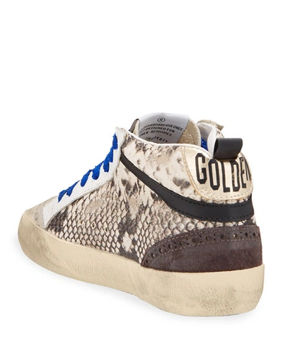 Shop Golden Goose Mid Star Python-print Wing-tip Sneakers In Rock Snake Fuxia