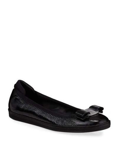 Shop Ferragamo Savina Sneaker-style Ballet Flats In Nero