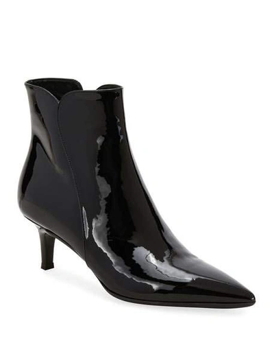 Shop Gianvito Rossi Patent Leather Pointed Zip Booties In Black