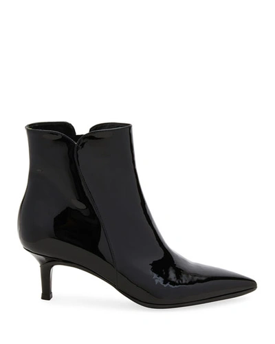 Shop Gianvito Rossi Patent Leather Pointed Zip Booties In Black
