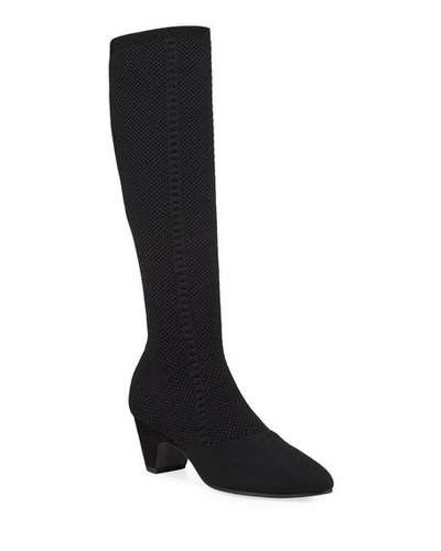 Shop Eileen Fisher Keto Stretch Knit Knee Boots In Black