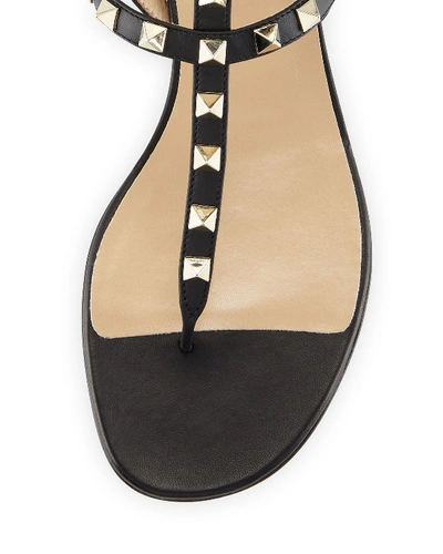 Valentino Rockstud Calfskin Flat Flip-flop Sandal In Black