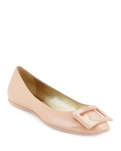 Shop Roger Vivier Gommette Patent Ballerine Flat, Nude