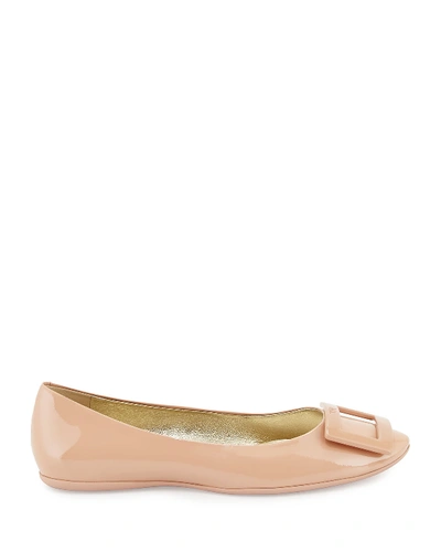 Shop Roger Vivier Gommette Patent Ballerine Flat, Nude