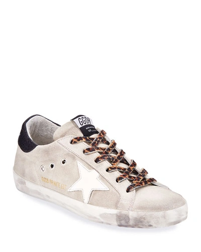 Shop Golden Goose Superstar Suede And Leopard Sneakers In Ice Suede Leopard