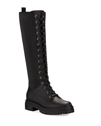 Shop Gianvito Rossi Lace-up Combat Knee Boots In Black