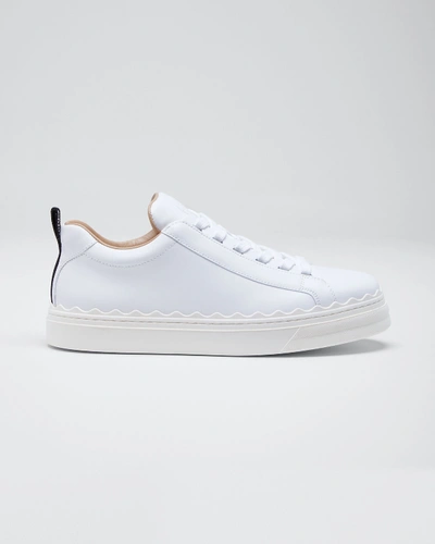 Chloé Chloe White Leather Lauren Low-top Sneakers In White