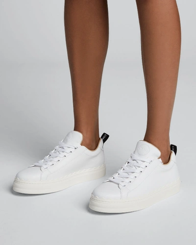 Shop Chloé Lauren Low-top Leather Sneakers In White