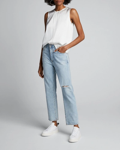 Chloé Chloe White Leather Lauren Low-top Sneakers In White