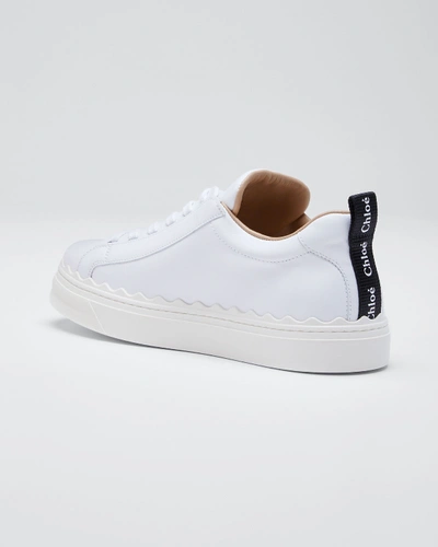 Chloé Chloe White Leather Lauren Low-top Sneakers In White