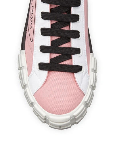 Shop Prada High-top Logo Chunky Sneakers In Pink