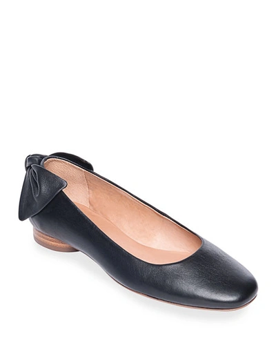 Shop Bernardo Eloise Leather Bow Ballet Flats In Black