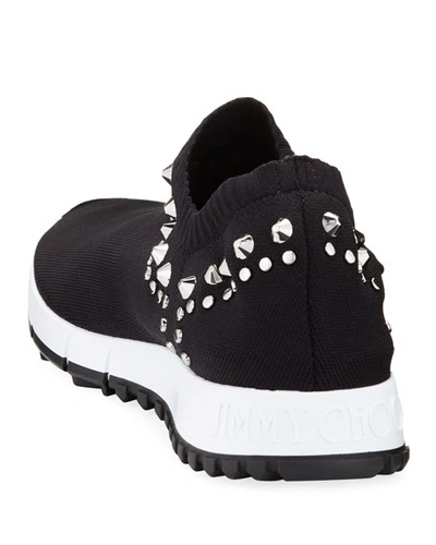 Shop Jimmy Choo Verona Knit Stud Sneakers In Black