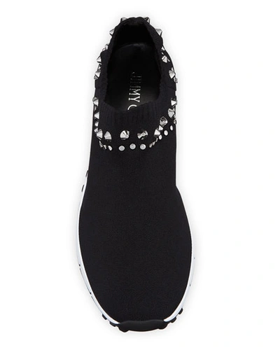 Shop Jimmy Choo Verona Knit Stud Sneakers In Black