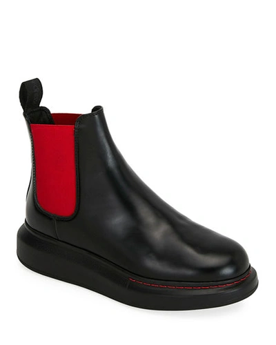 Shop Alexander Mcqueen Hybrid Chelsea Boots In Black/red