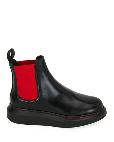 Shop Alexander Mcqueen Hybrid Chelsea Boots In Black/red