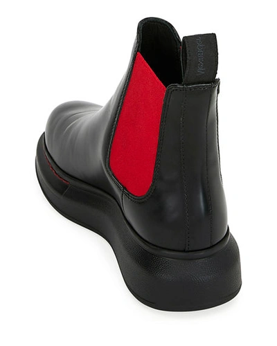 Shop Alexander Mcqueen Hybrid Chelsea Boots In Black/red