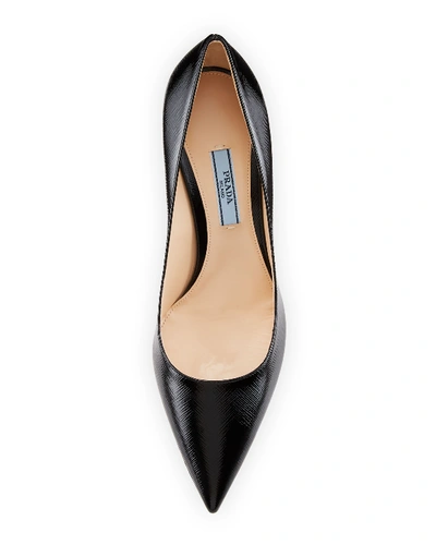 Shop Prada Patent Saffiano Leather 85mm High-heel Pumps In Nero