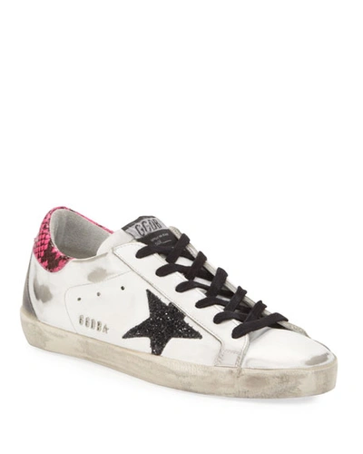 Shop Golden Goose Superstar Snake-print Sneakers In White