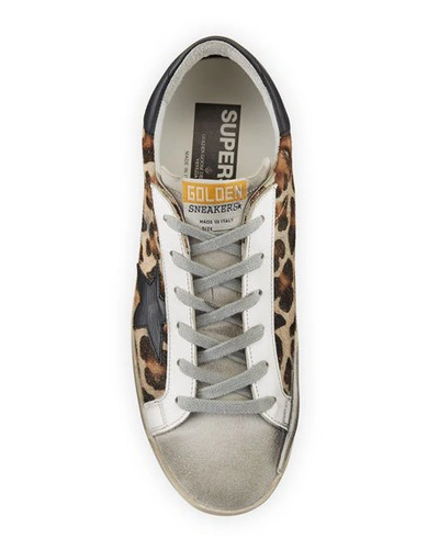 Shop Golden Goose Superstar Leopard Calf Hair Sneakers
