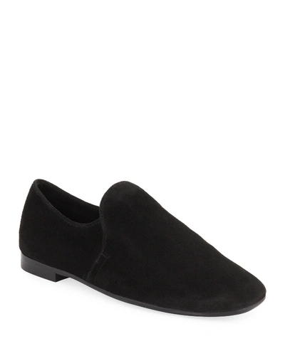 Shop Aquatalia Revy Flat Calf Suede Loafers In Black